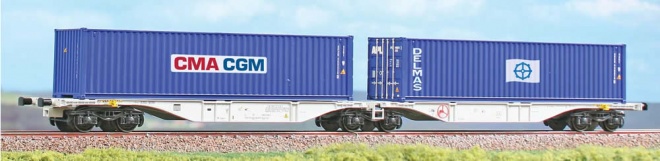 Articulated Container car type Sggmrss 90 of ZSSK Cargo loaded  with containers<br /><a href='images/pictures/ACME/acme40261.jpg' target='_blank'>Full size image</a>